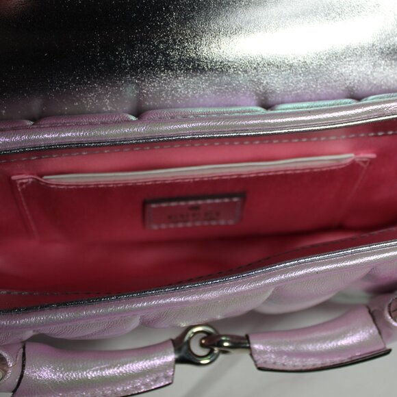 NEW Gucci Horsebit Iridescent Flap 2 Way Chain Leather Strap Shoulder Bag 764339 - Picture 7 of 14